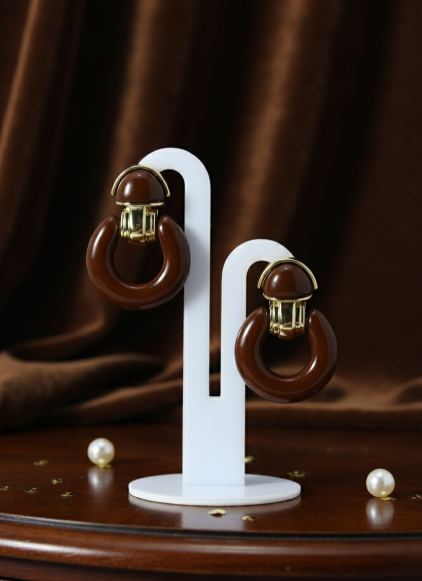 Bi-Takı | Vintage Kahve Halka Küpe