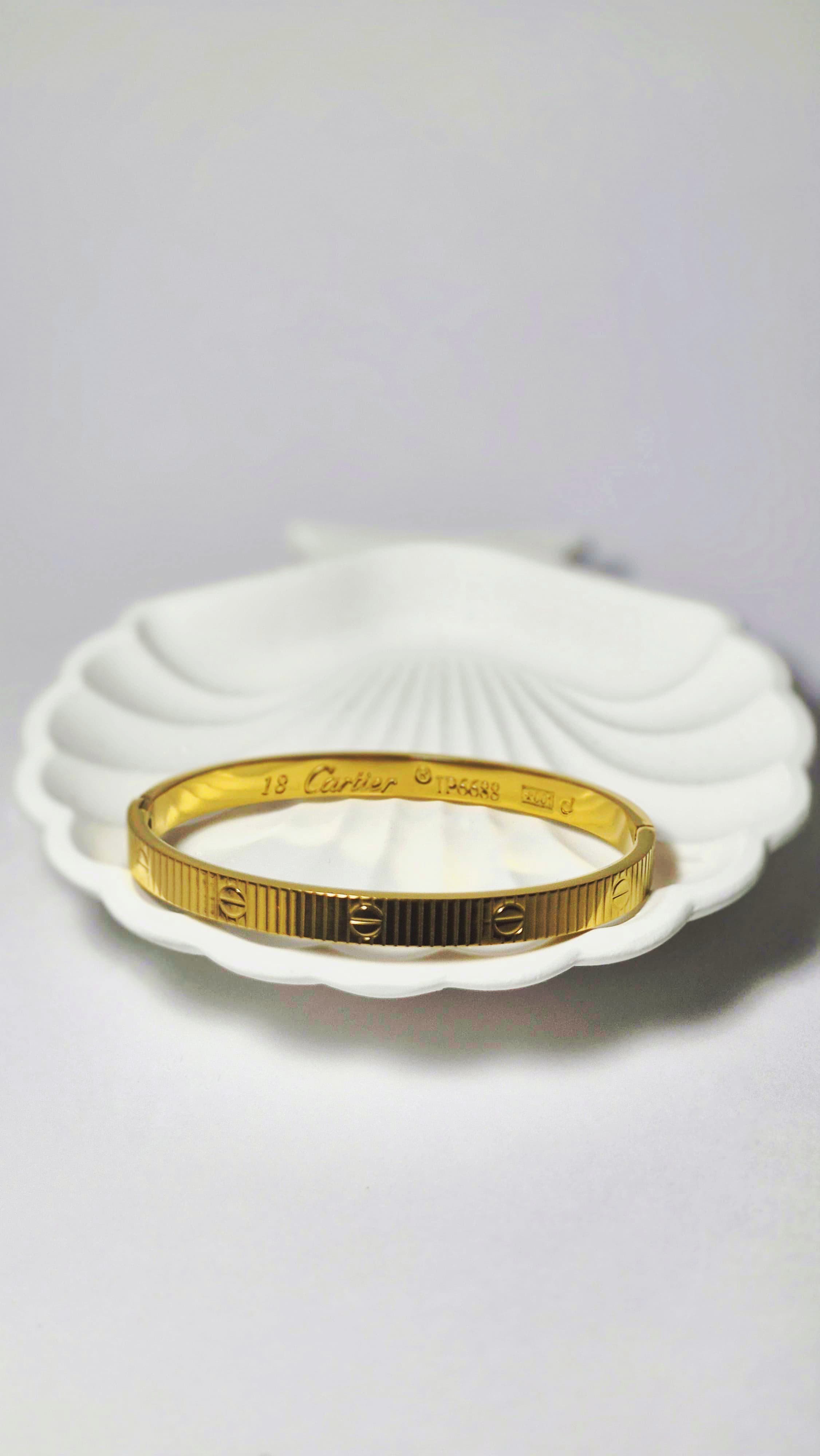 Bi-Takı | Çizgili Gold Kelepçe Bileklik