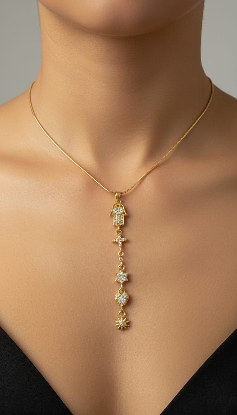 Bi-Takı | Zirkon Taşlı Hanımeli Salkım Kolye