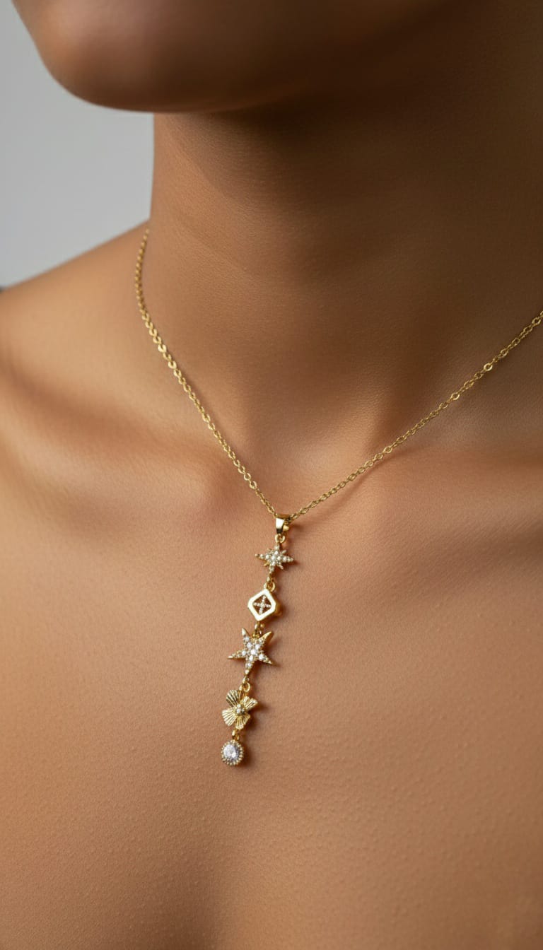 Bi-Takı | Zirkon Taşlı Yıldız Salkım Kolye