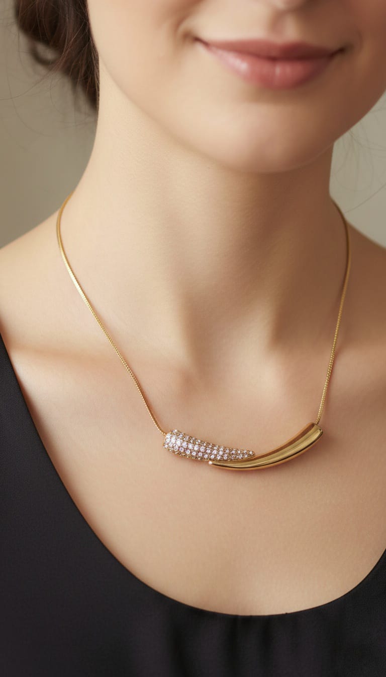 Bi-Takı | Kavisli Zirkon Taşlı Kolye