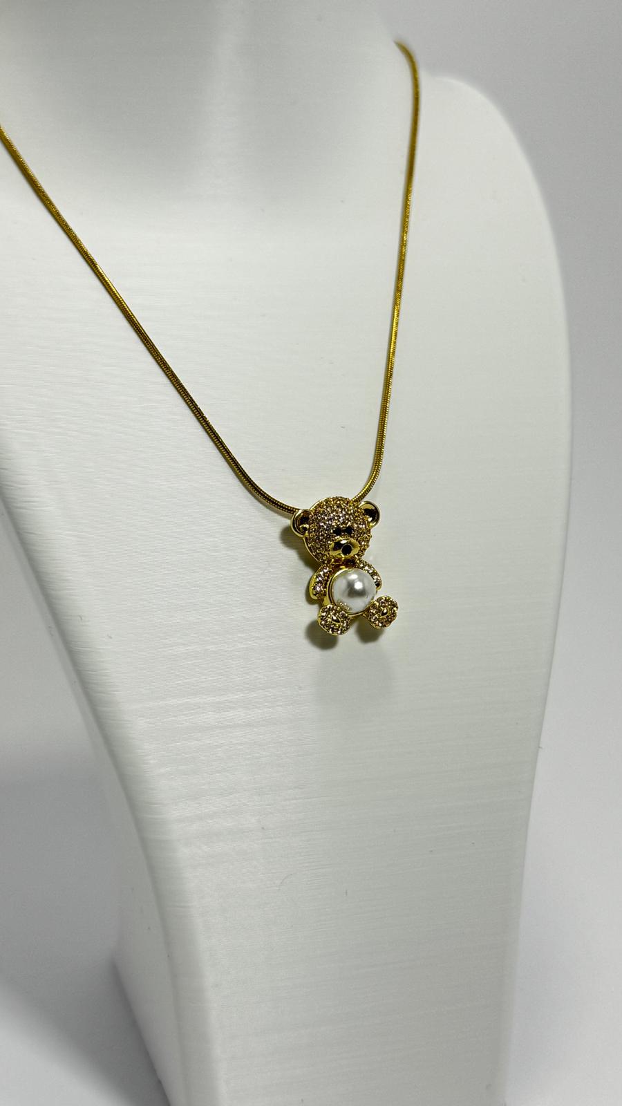 Bi-Takı | İncili Ayıcık Çelik Kolye