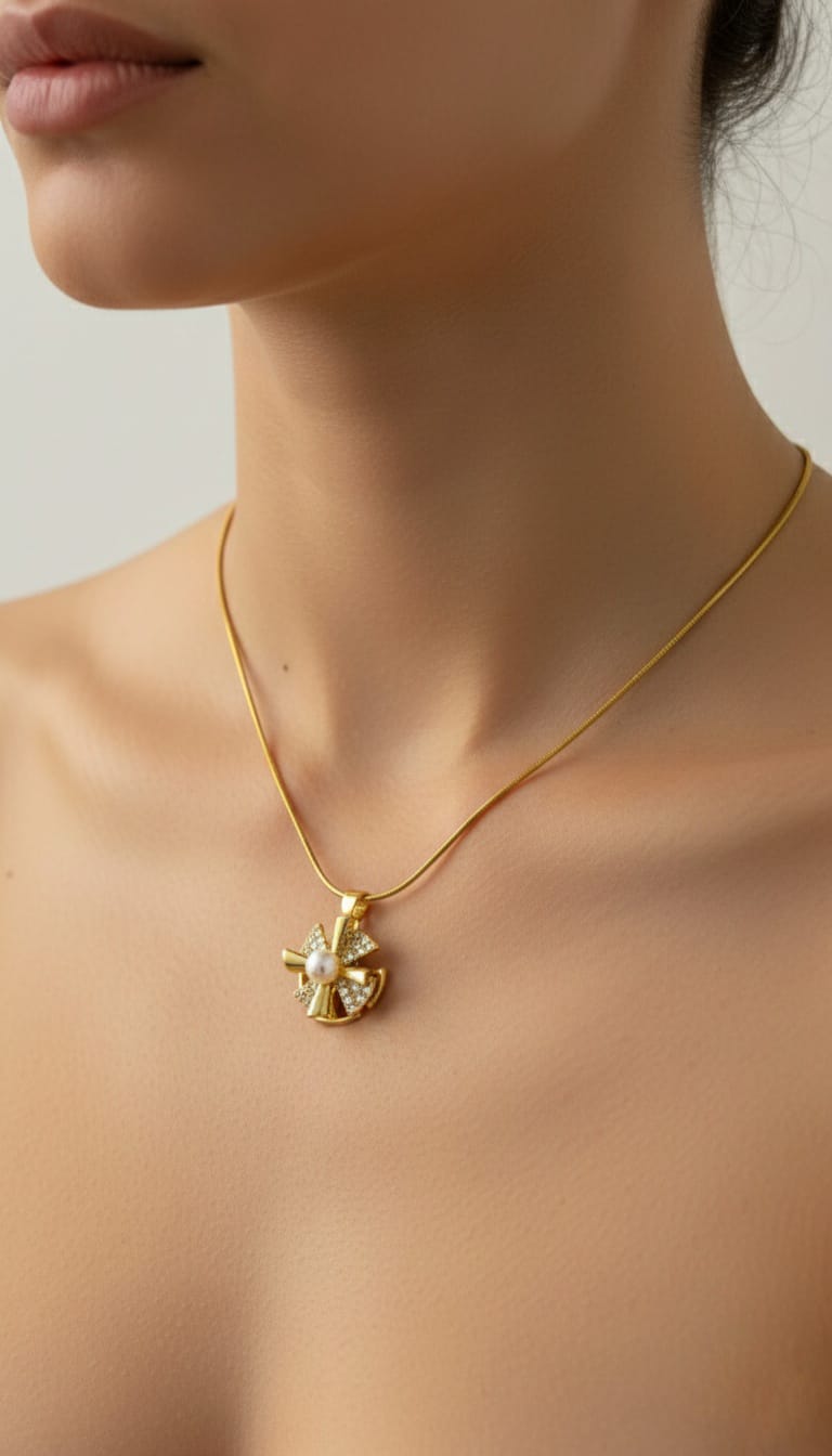 Bi-Takı | İncili ve Işıltılı Hareketli Kolye